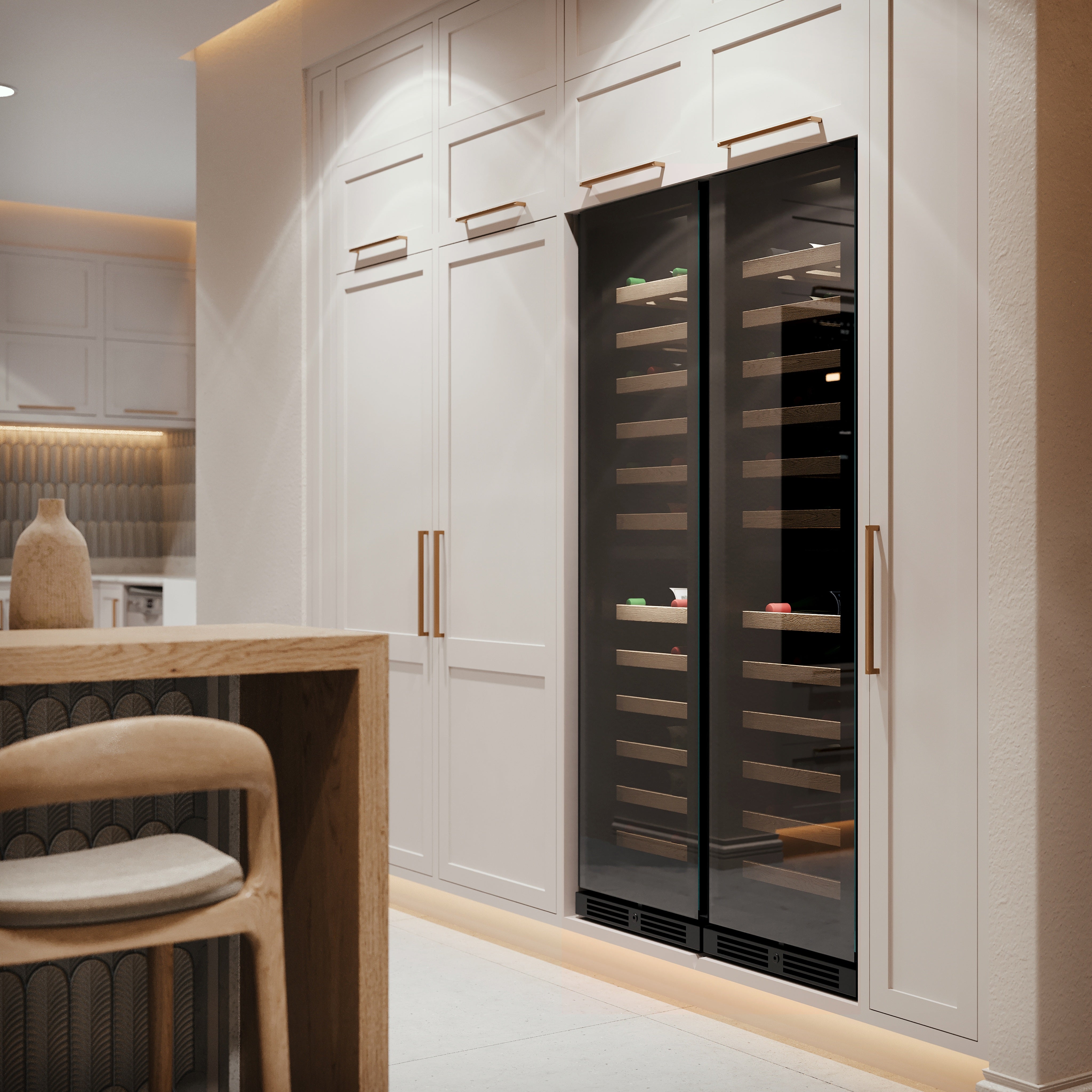 Atelier Harmony - 980mm Wide Upright Side-by-Side Wine Fridge with 4 Separate Zones