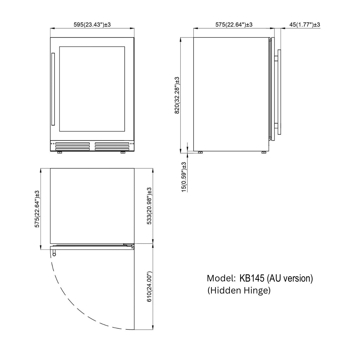 Under Bench Wine & Bar Fridge Combo