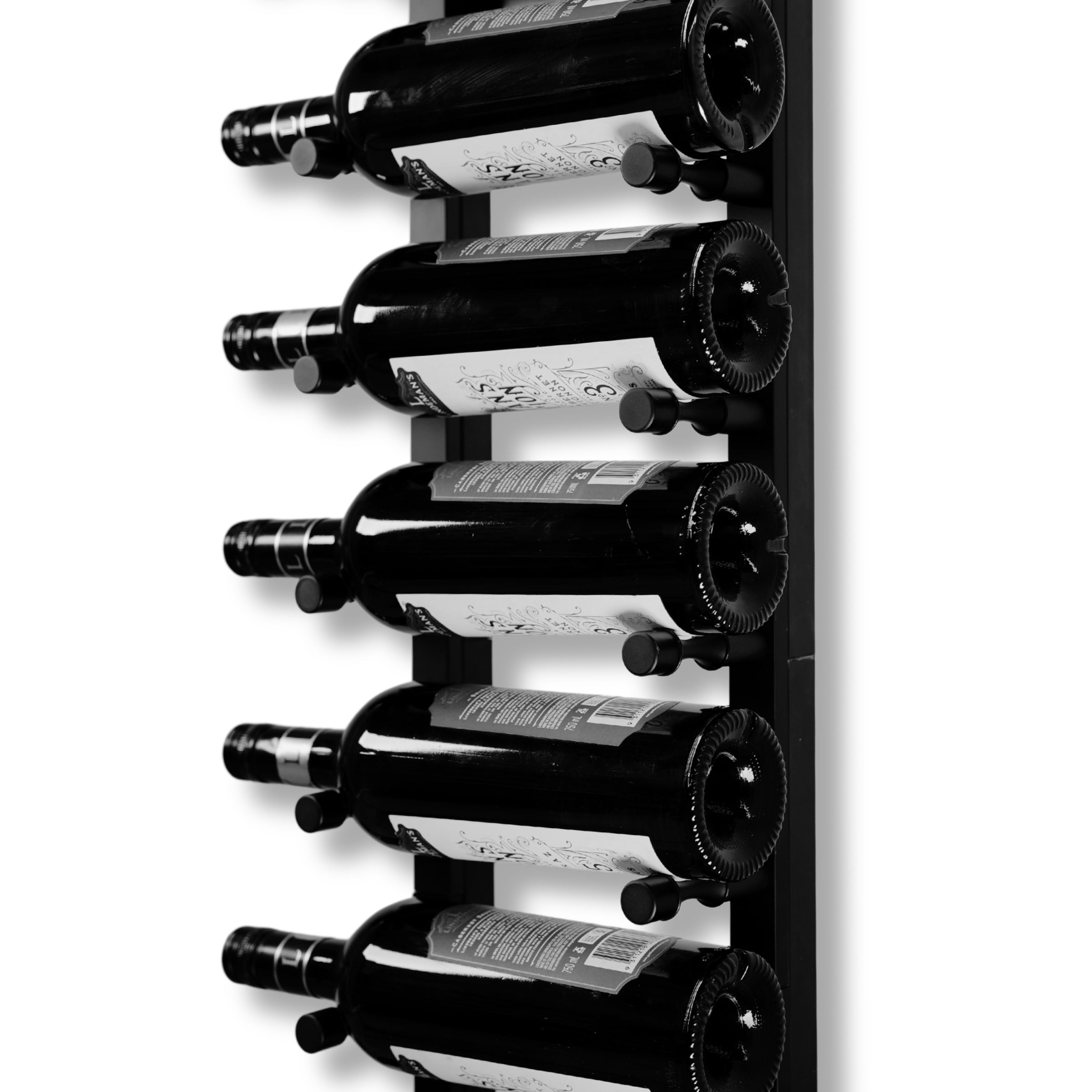 Offset Peg Wall-Mounted Metal Rail Wine Rack