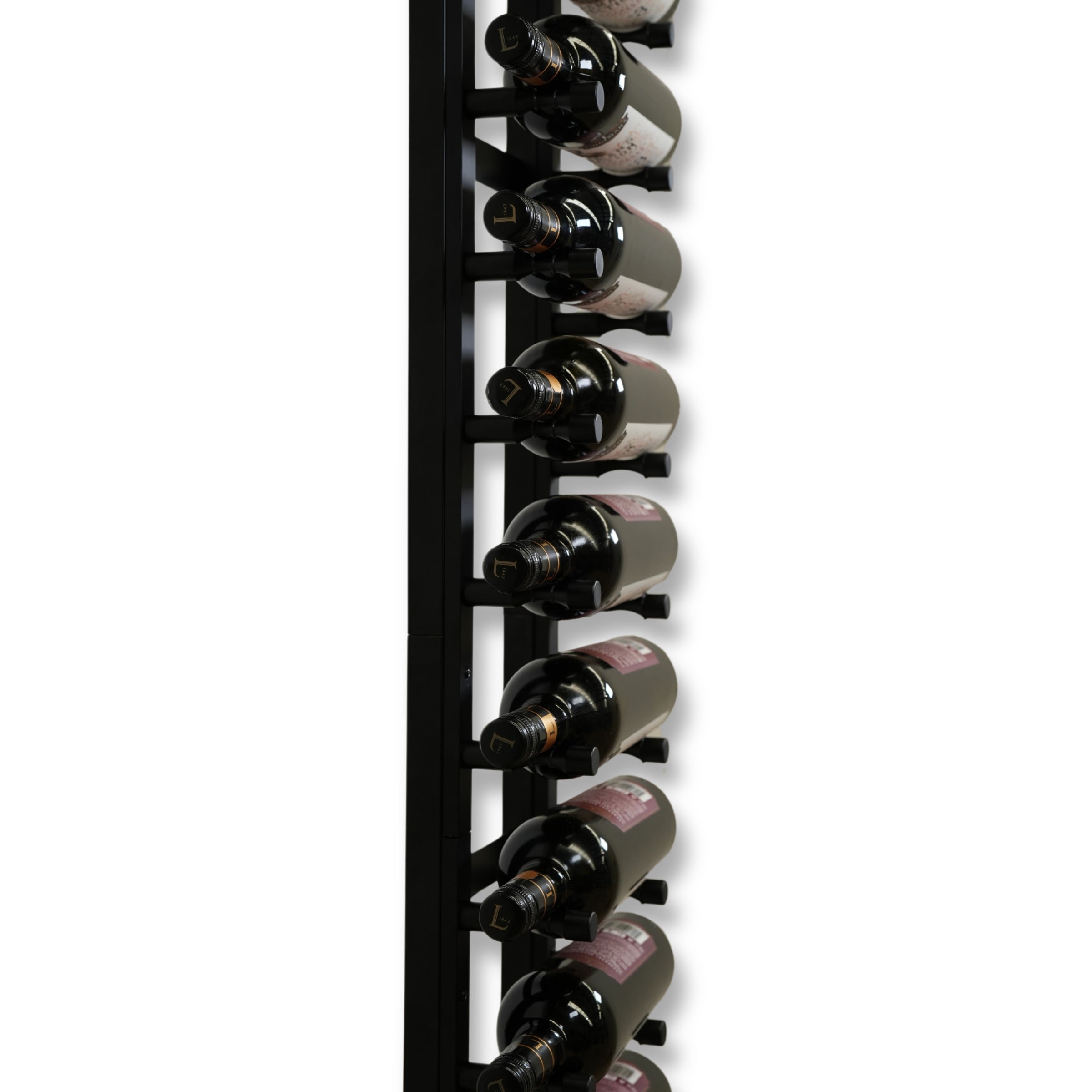 Floor-to-Ceiling Mounted Wine Rack with Offset Pegs