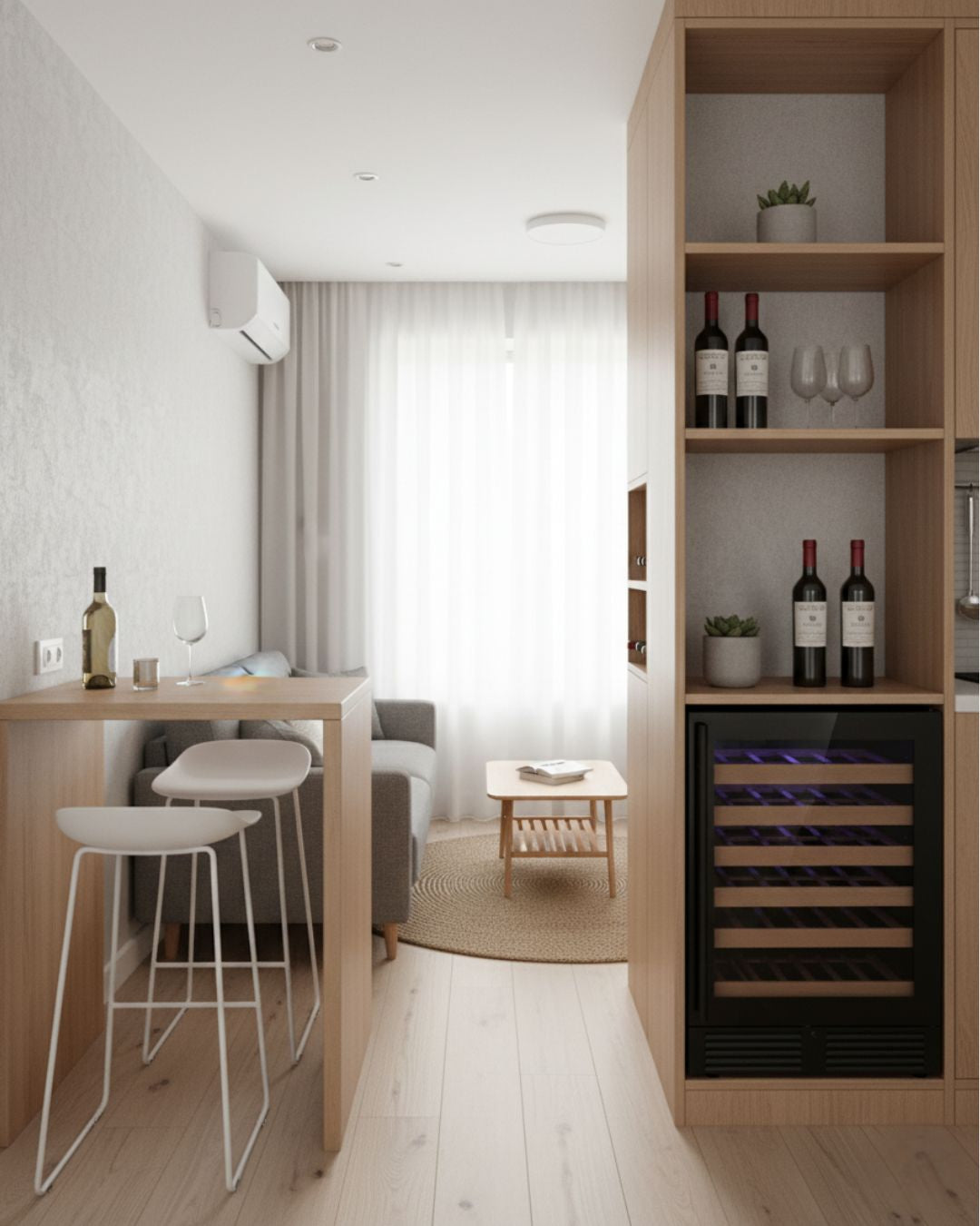 820mm Under Bench Glass Door Wine Fridge