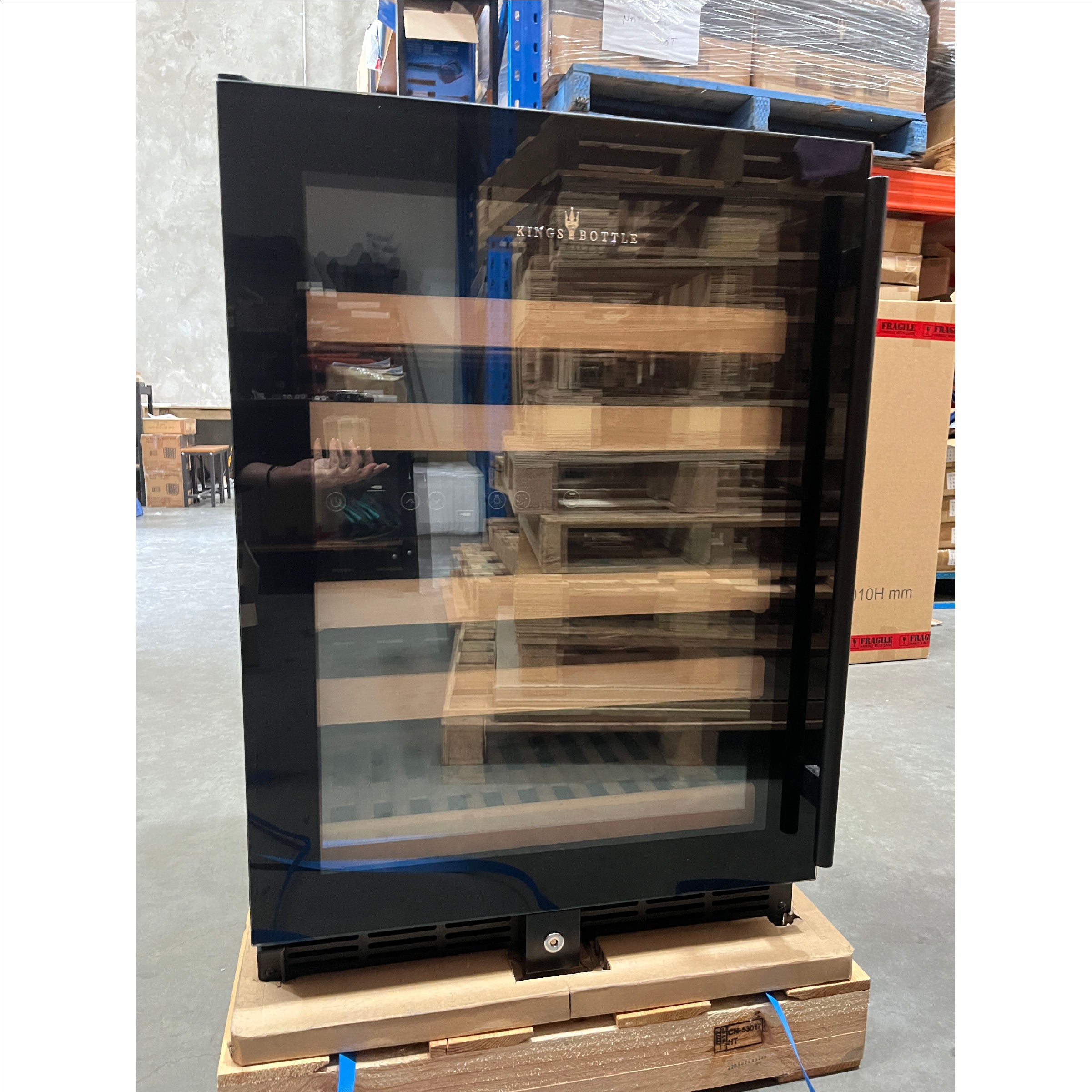 Refurbished - 152 Litre Under Counter Dual Zone Wine Fridge Black Door