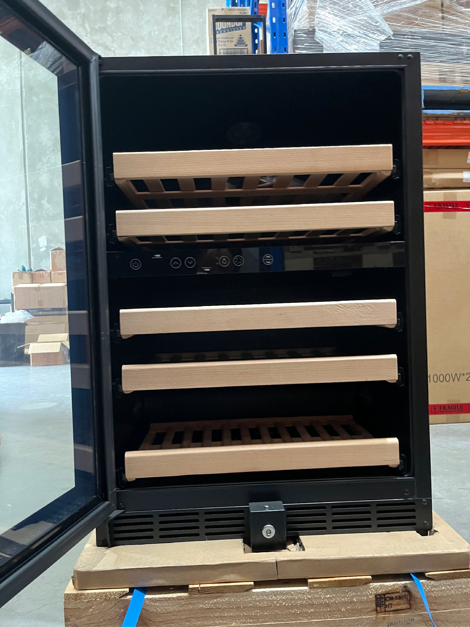 Refurbished - 152 Litre Under Counter Dual Zone Wine Fridge Black Door