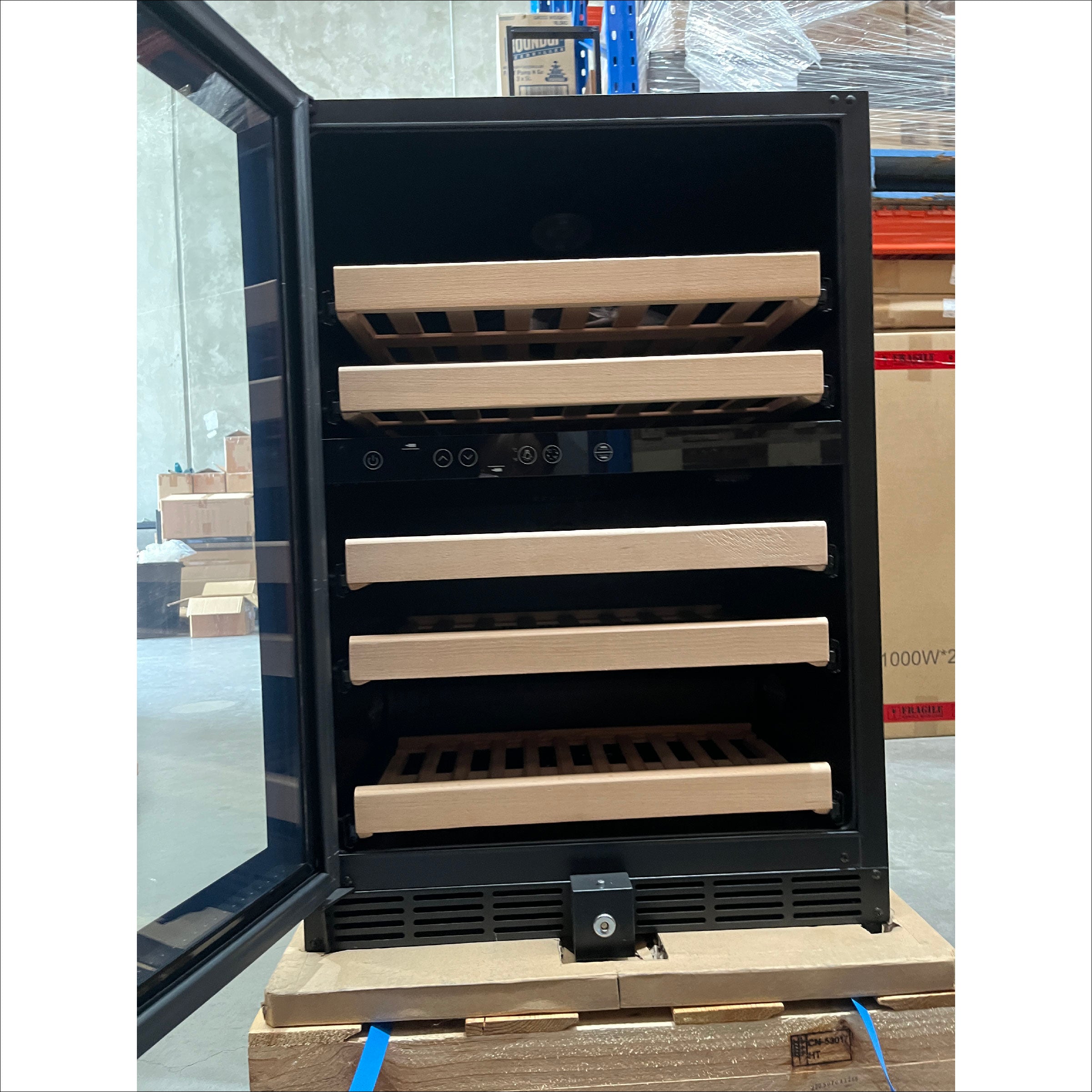 Refurbished - 152 Litre Under Counter Dual Zone Wine Fridge Black Door