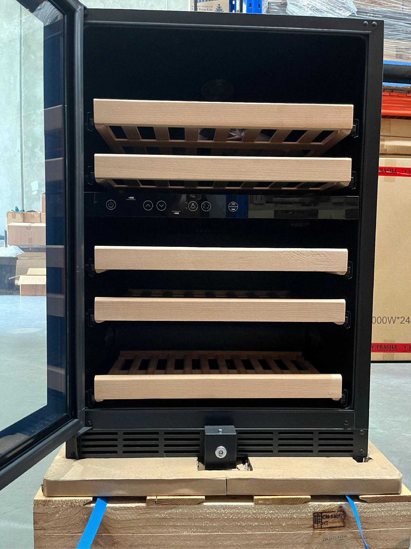 Refurbished - 152 Litre Under Counter Dual Zone Wine Fridge Black Door