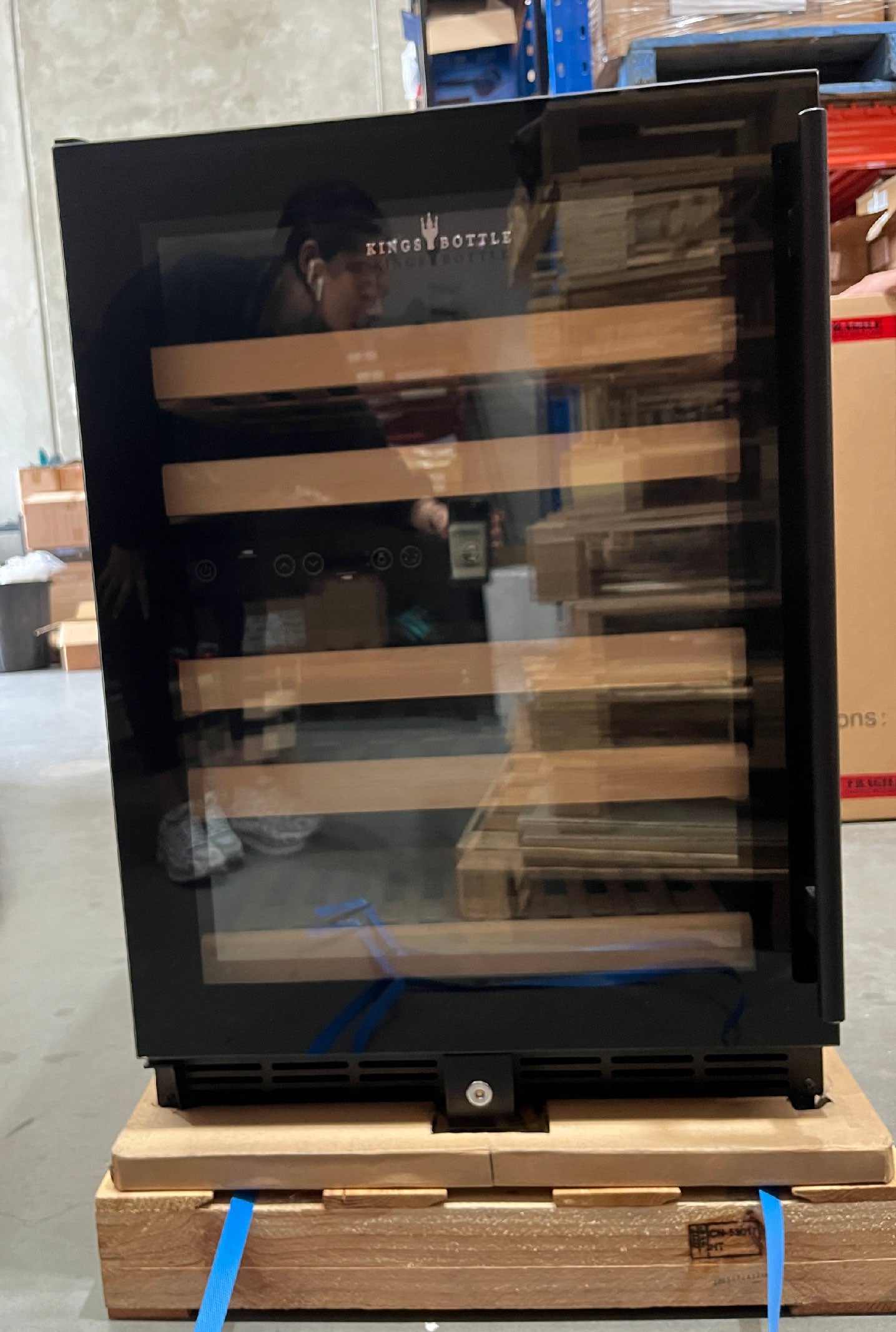 Refurbished - 152 Litre Under Counter Dual Zone Wine Fridge Black Door