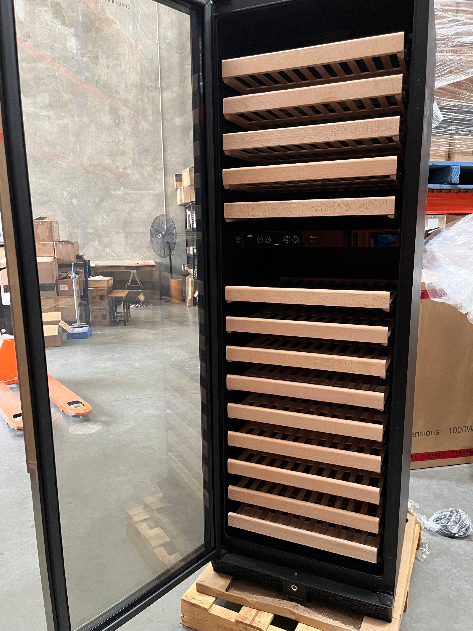 Refurbished - 405L Glass Door Upright Dual Zone Wine Fridge