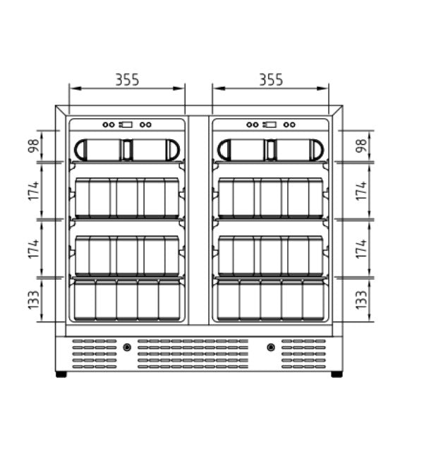 900mm-wide Under Bench Dual Zone Beverage Fridge