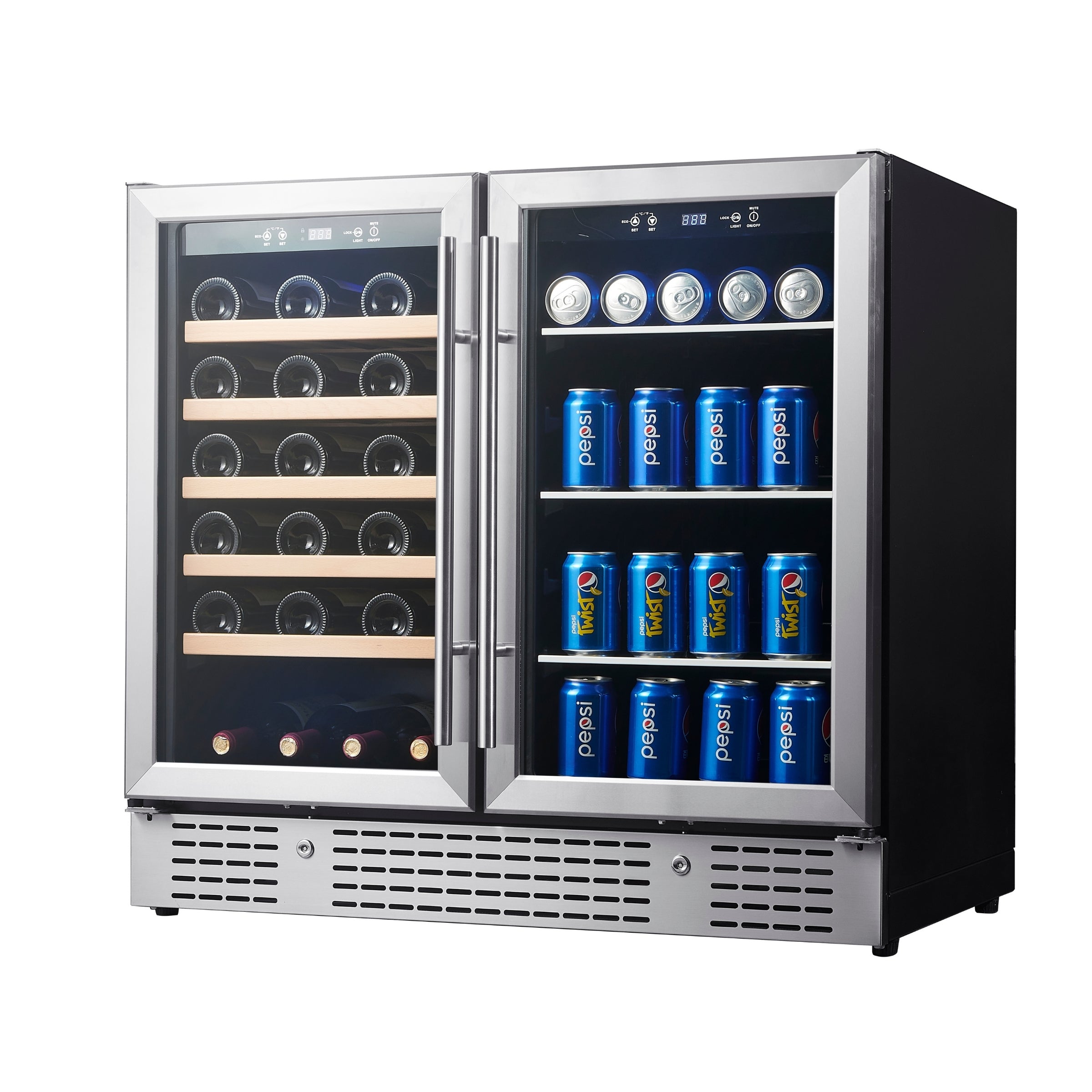 900mm-Wide Under Bench Wine & Beer Fridge Combo