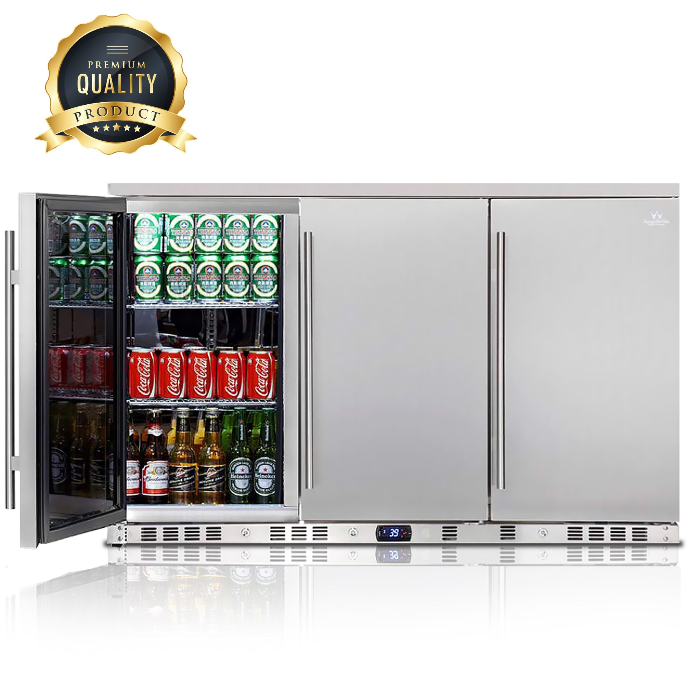 3 Door Outdoor Under Bench Beverage Fridge