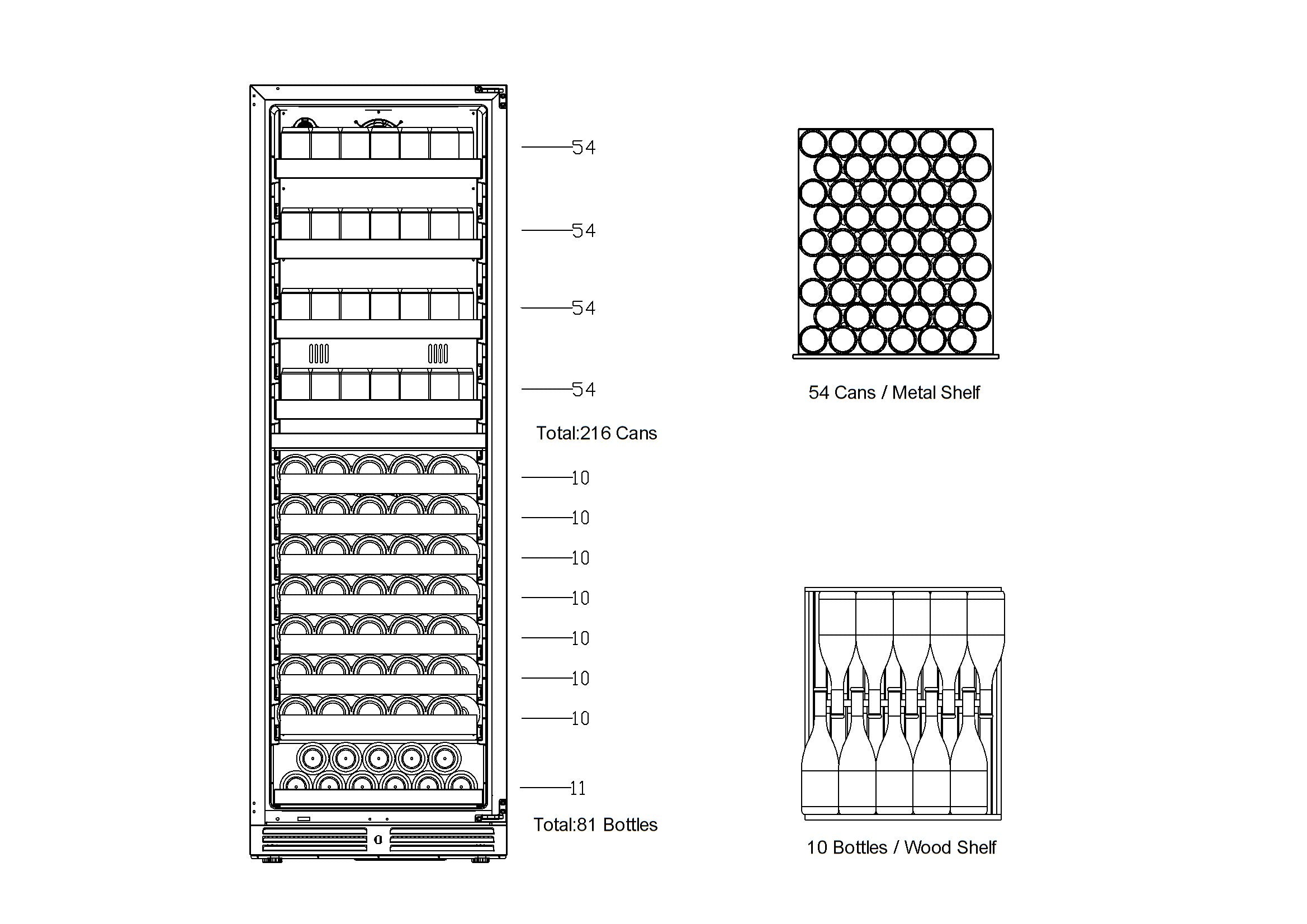 1800mm High Upright Dual Zone Wine and Beverage Center