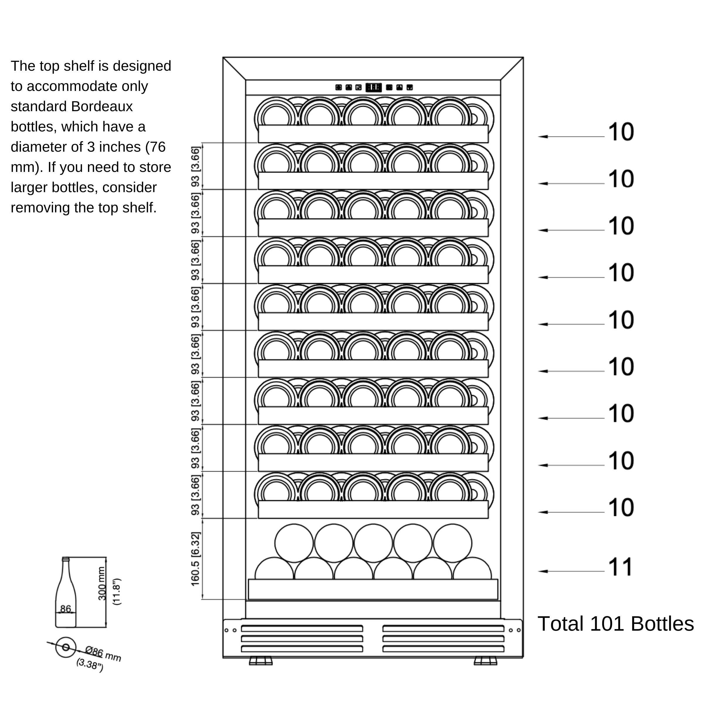 1200mm Upright Single Zone Wine Fridge