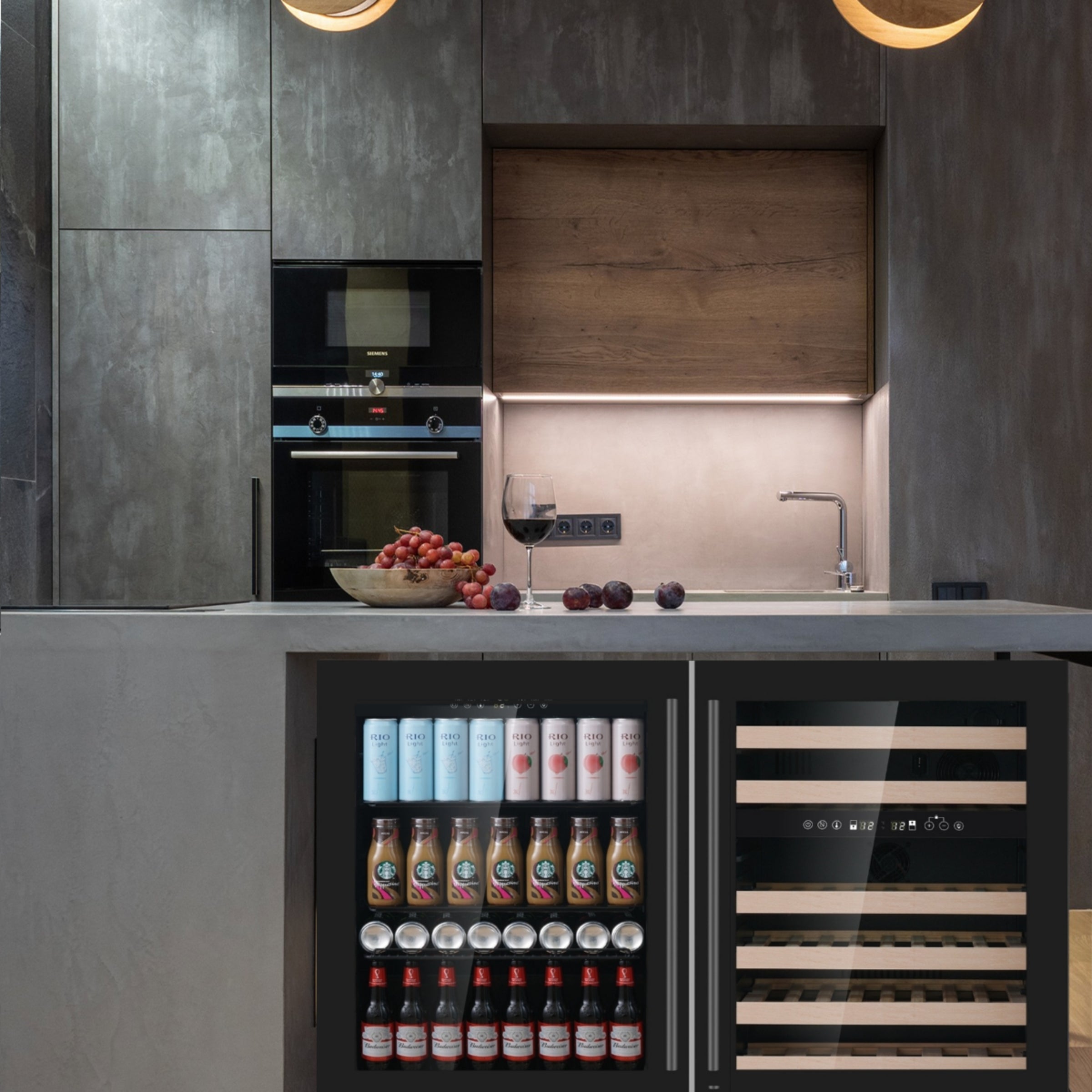 Under Bench Wine Fridge & Bar Refrigerator Combo