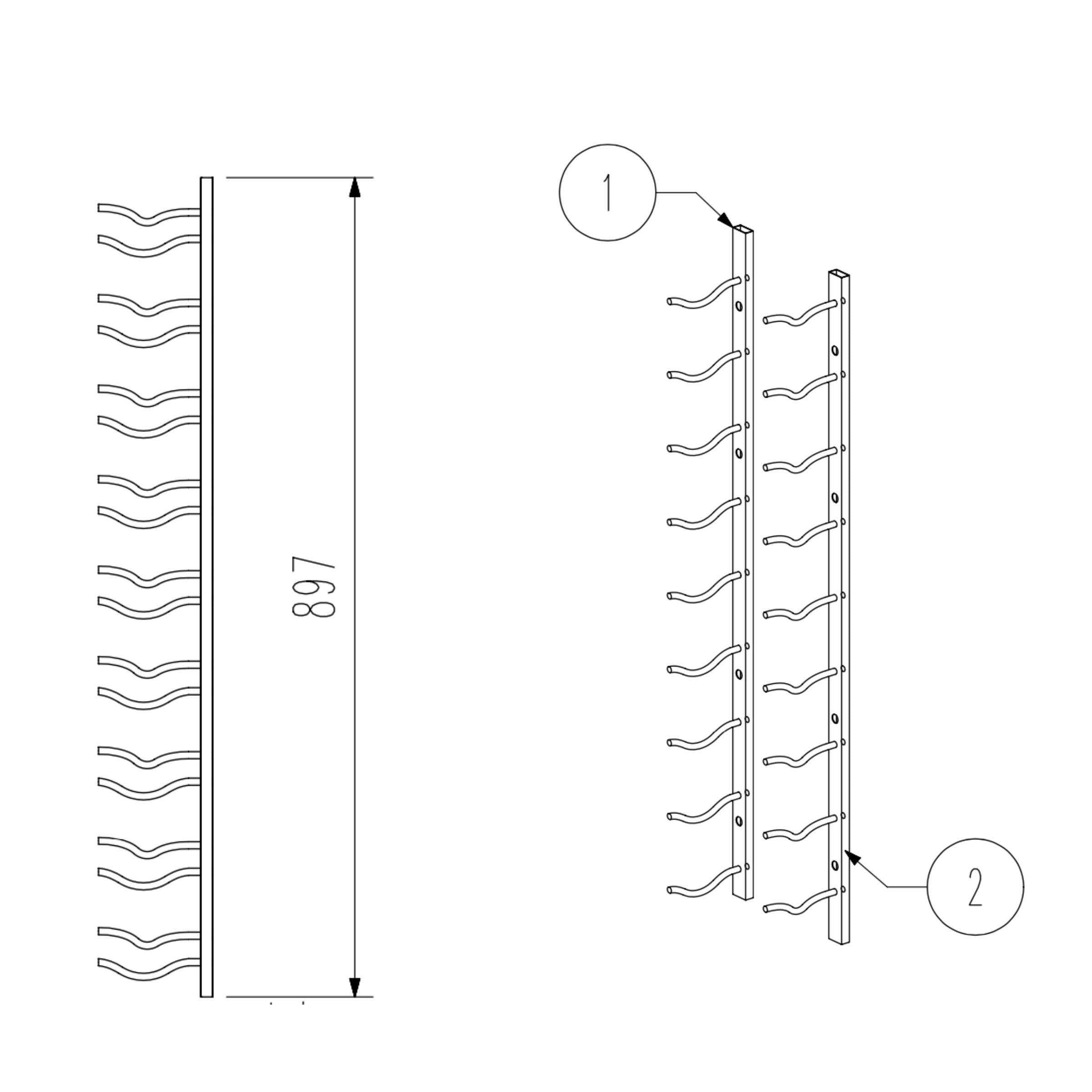 C-Type Label Display Wall Mounted Metal Wine Racks