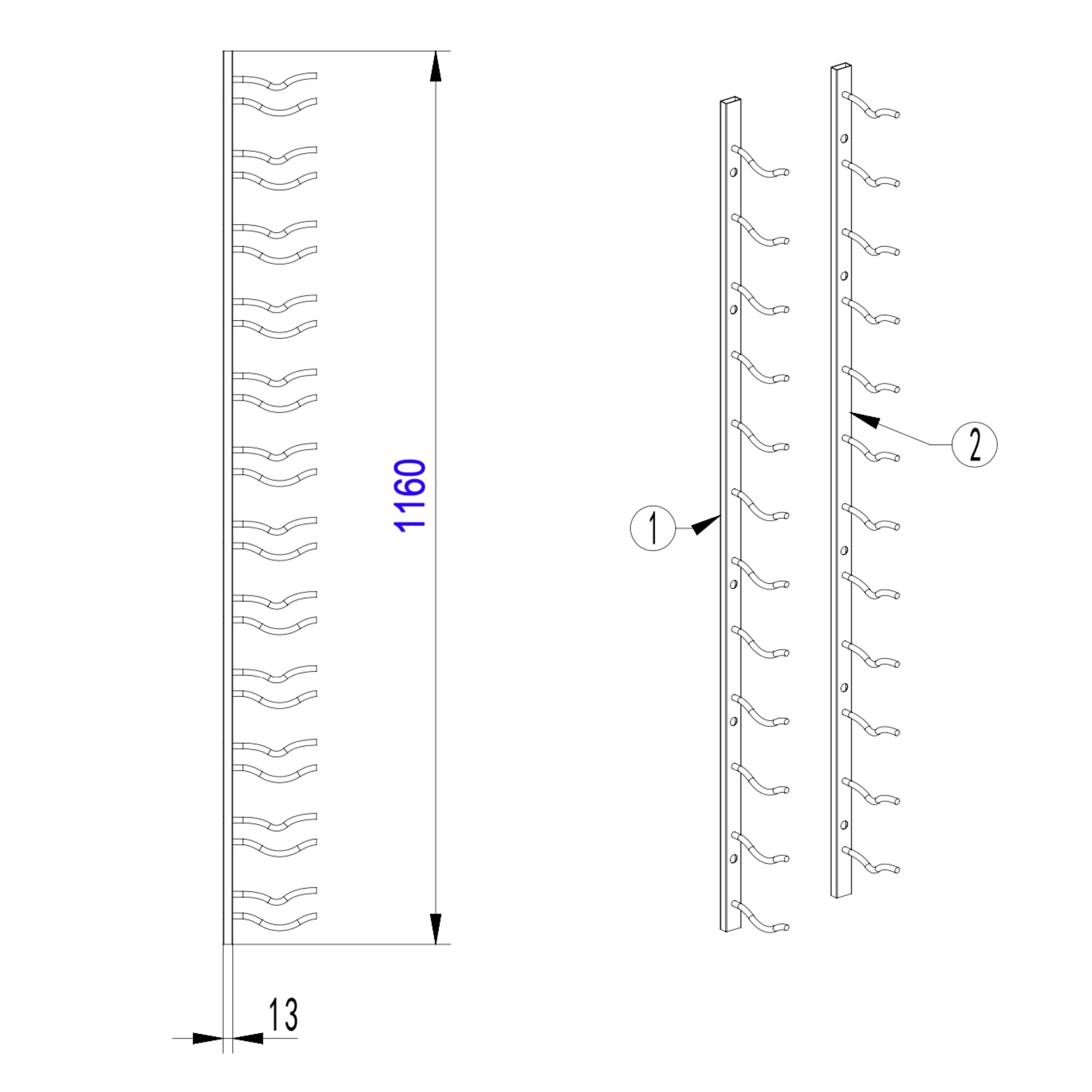 C-Type Label Display Wall Mounted Metal Wine Racks