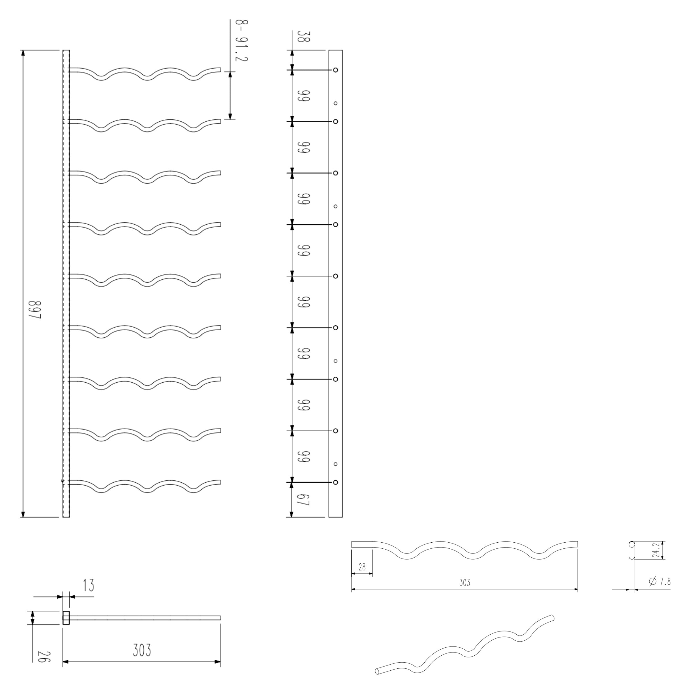 C-Type Label Display Wall Mounted Metal Wine Racks