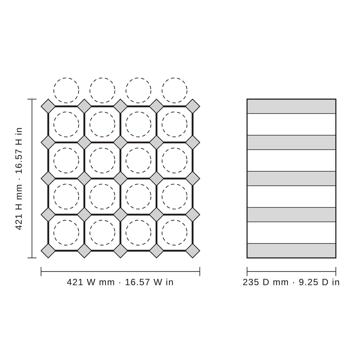 20 Bottle Timber Wine Rack | 4x4 Configuration