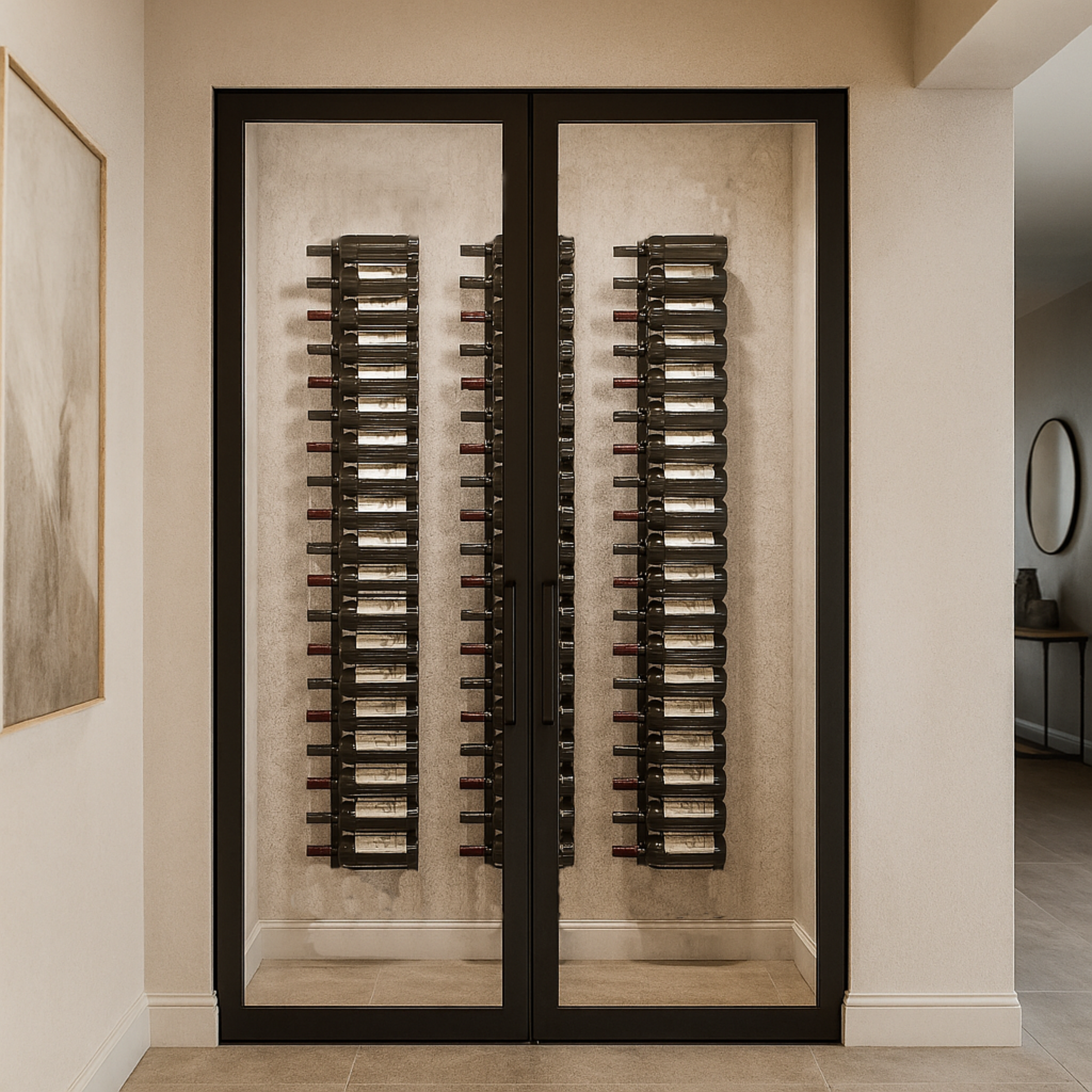 Offset Peg Metal Rail Wall-Mounted Wine Rack