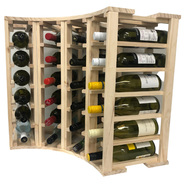 4 Column 24 Bottle Curved Corner Wine Cube | 18mm Thick
