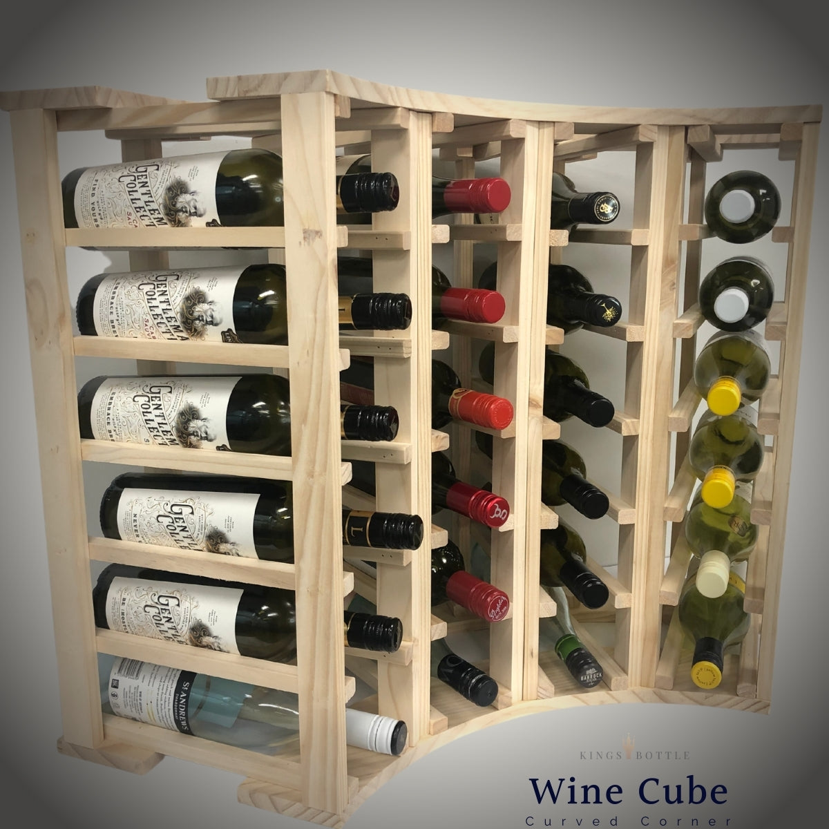 4 Column 24 Bottle Curved Corner Wine Cube | 18mm Thick