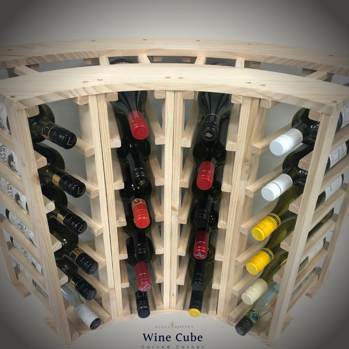 4 Column 24 Bottle Curved Corner Wine Cube | 18mm Thick