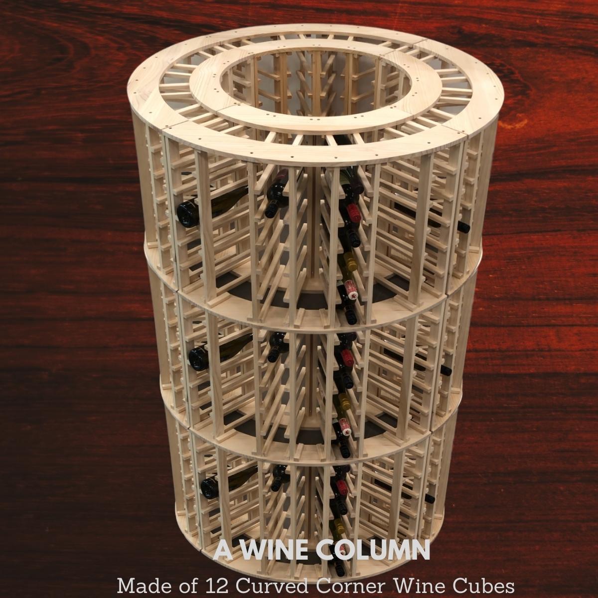 4 Column 24 Bottle Curved Corner Wine Cube | 18mm Thick