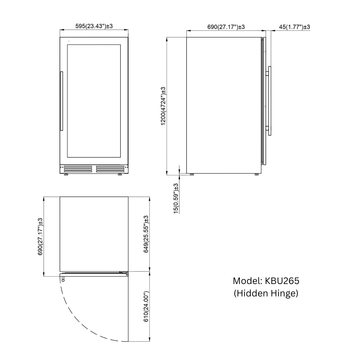 265L Upright Glass Door Bar Fridge
