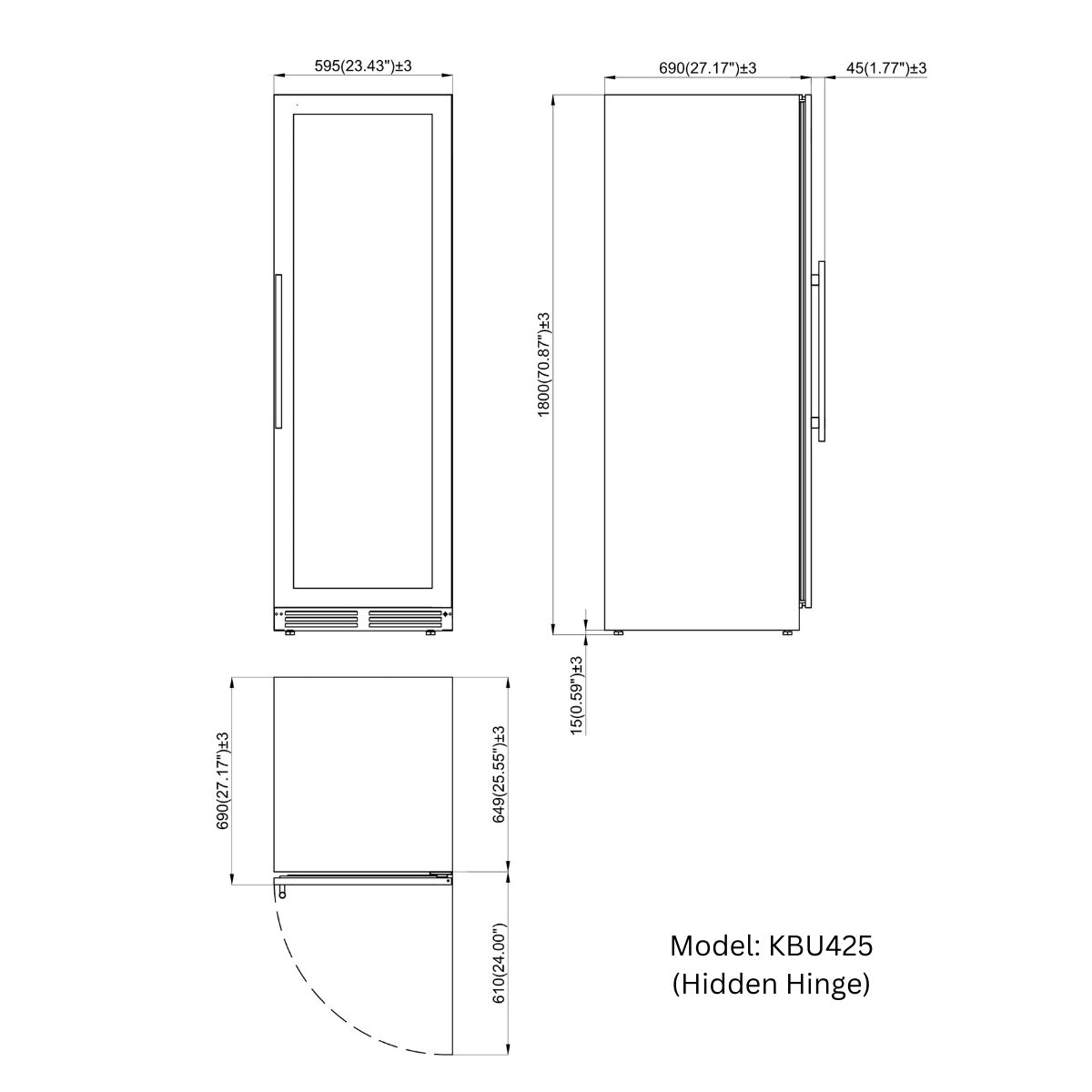 1800mm Upright Single Zone Wine Fridge