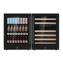 Load image into Gallery viewer, Under Bench Wine Fridge and Bar Refrigerator COMBO With Low-E Glass

