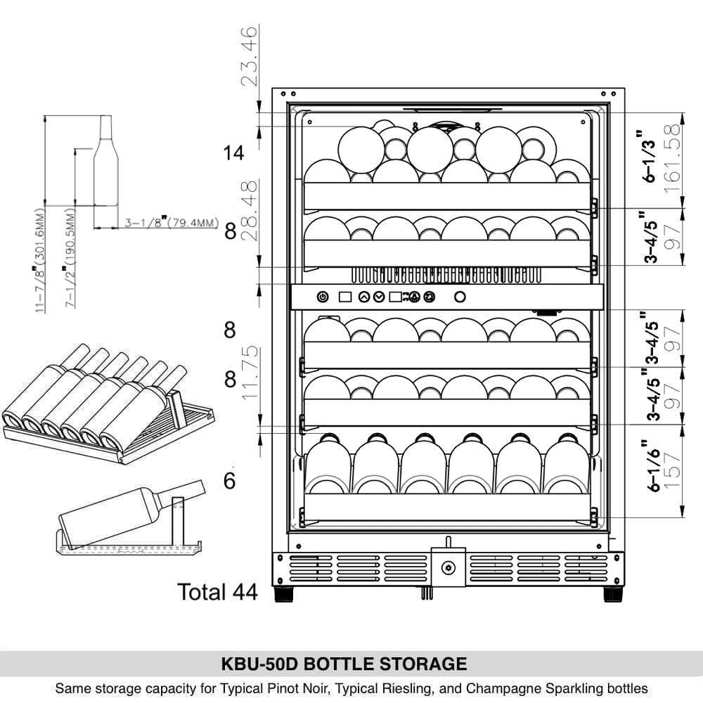 152L Under Counter Dual Zone Wine Fridge