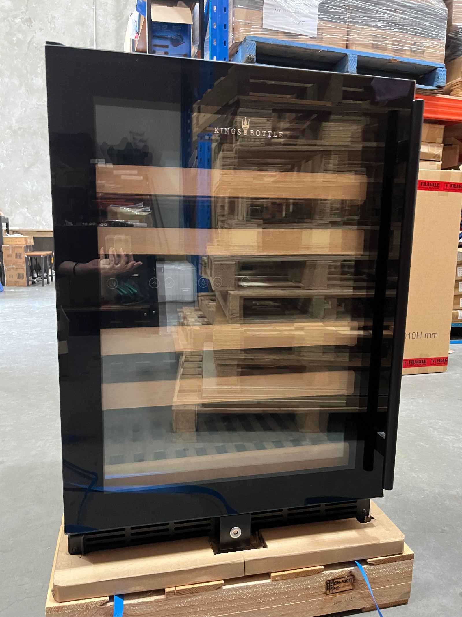 Refurbished - 152 Litre Under Counter Dual Zone Wine Fridge Black Door