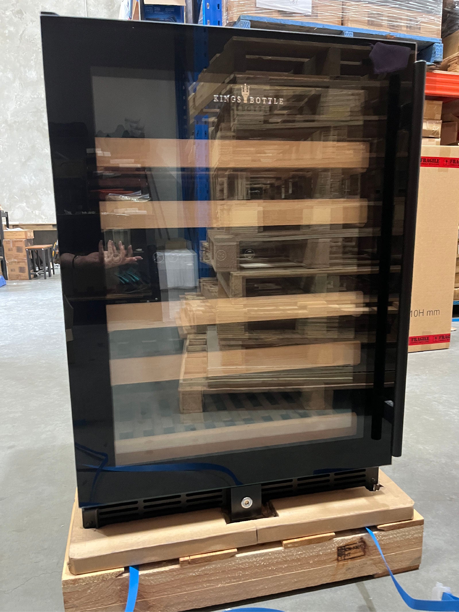 Refurbished - 152 Litre Under Counter Dual Zone Wine Fridge Black Door