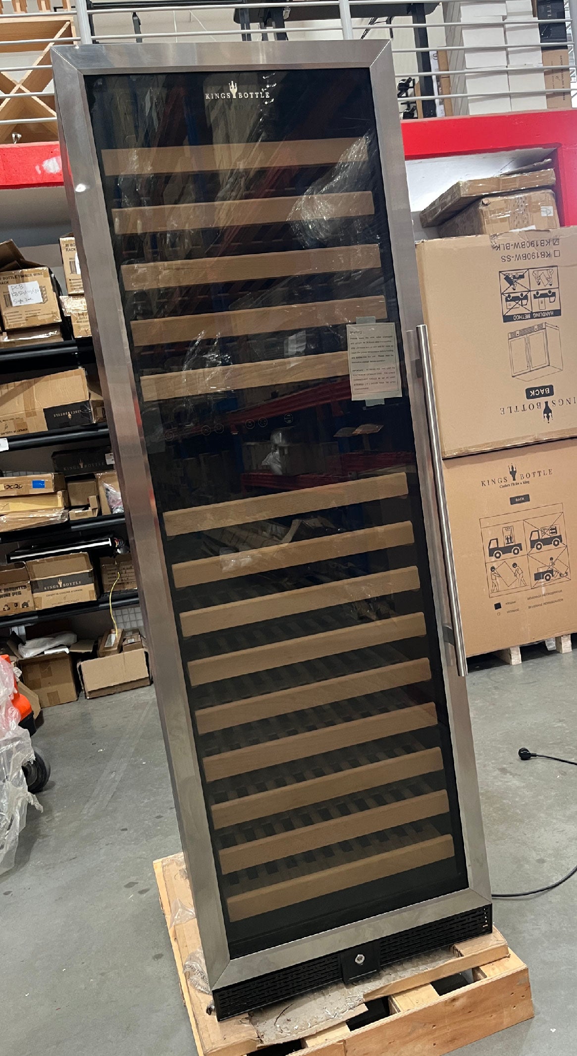 Refurbished - 405L Glass Door Upright Dual Zone Wine Fridge Stainless Steel Door