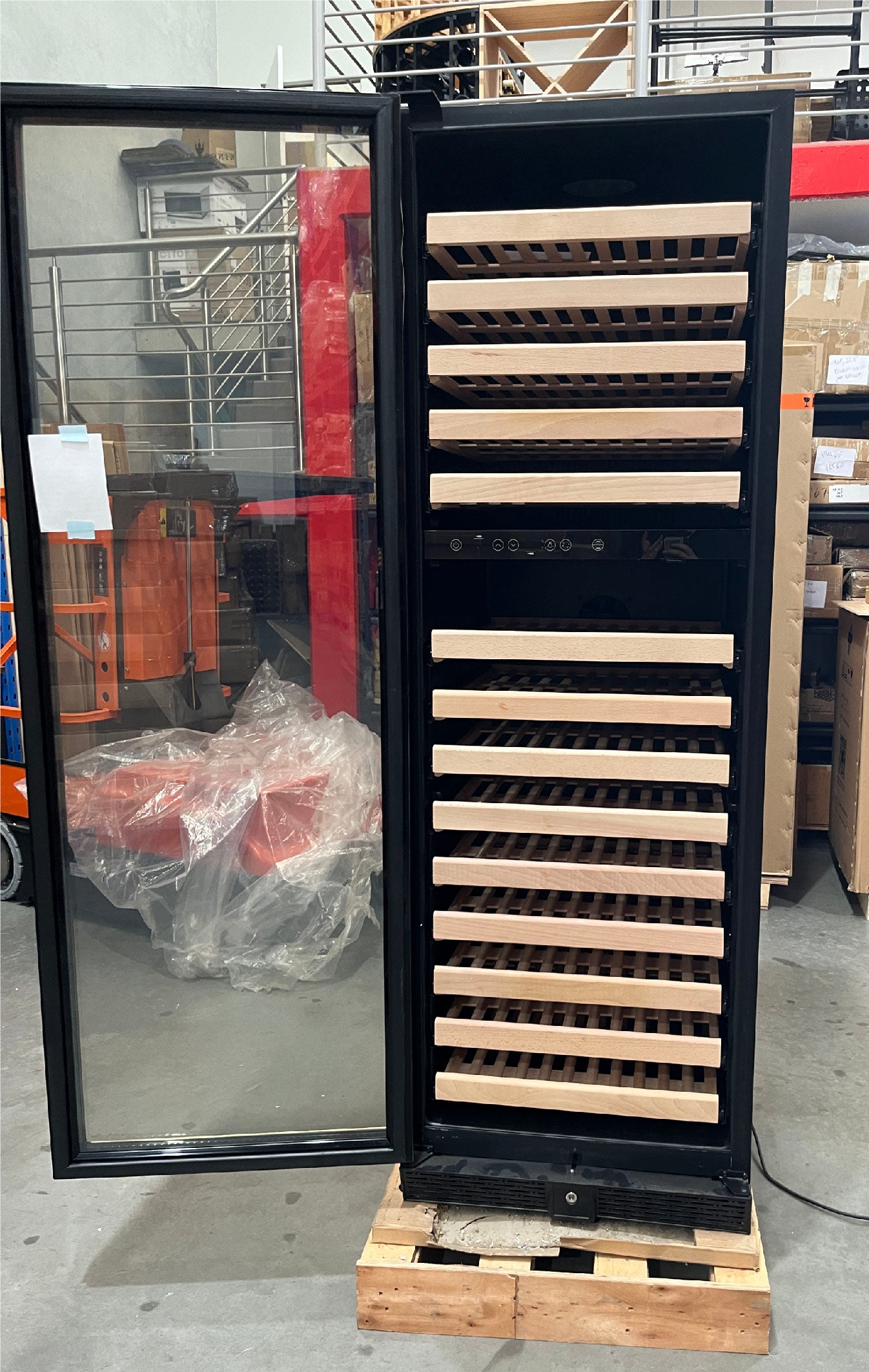 Refurbished - 405L Glass Door Upright Dual Zone Wine Fridge Stainless Steel Door