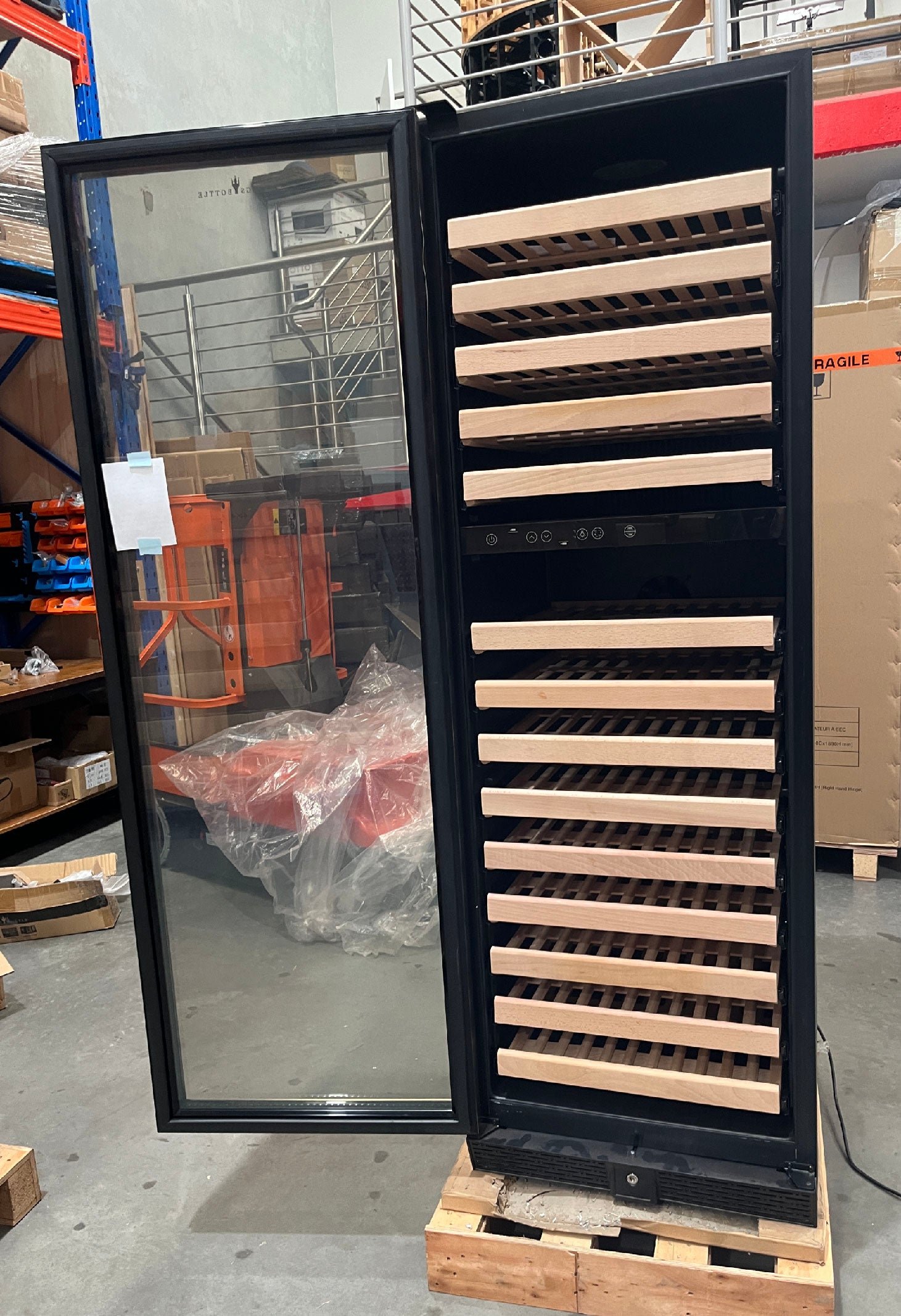 Refurbished - 405L Glass Door Upright Dual Zone Wine Fridge Stainless Steel Door