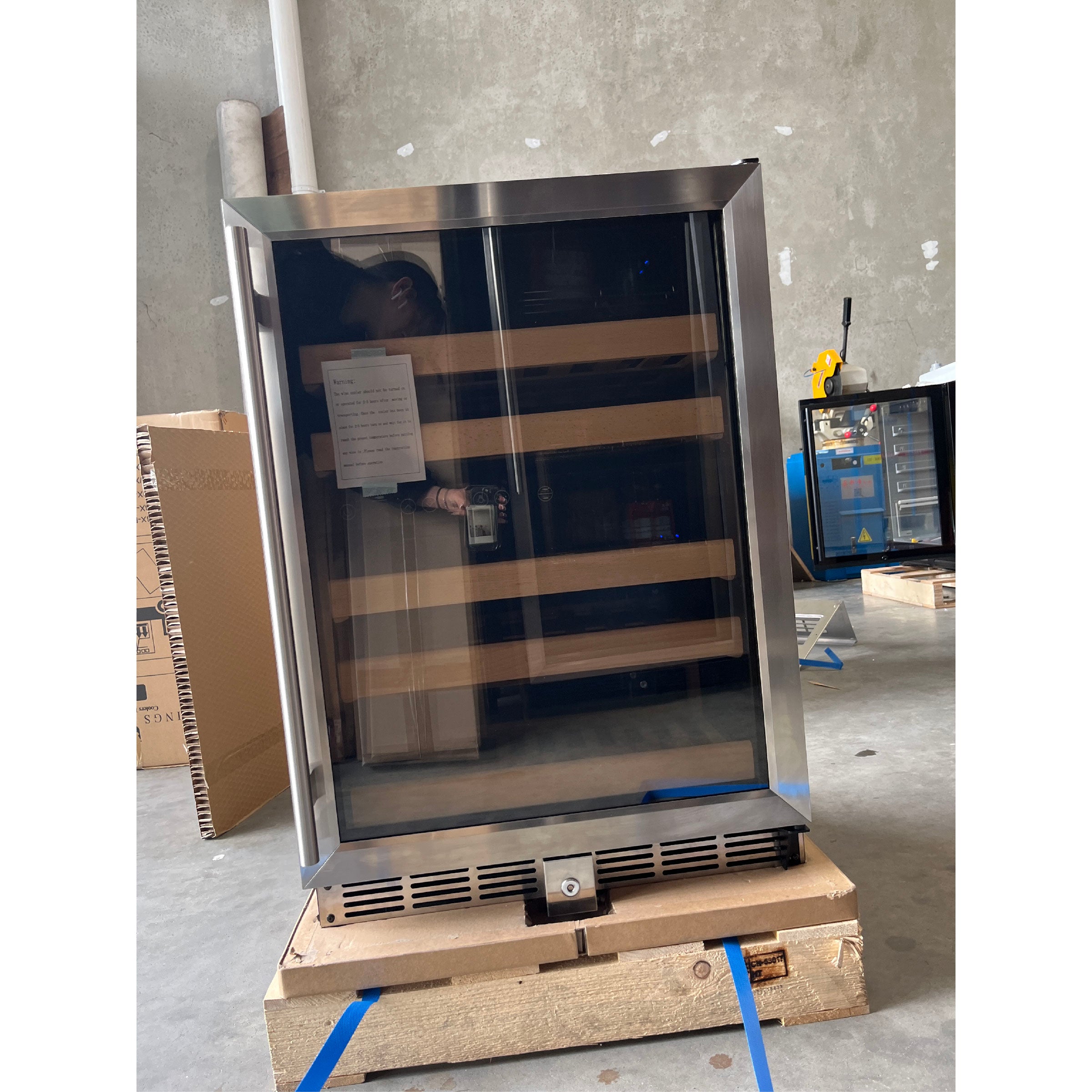 Refurbished - 152 Litre Under Counter Dual Zone Wine Fridge Stainless Steel Door