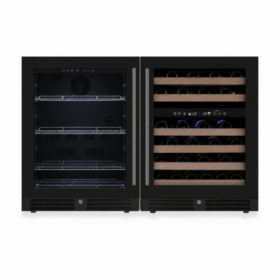 1200mm-Wide Under Bench Triple-Zone Wine & Beverage Fridge Combo