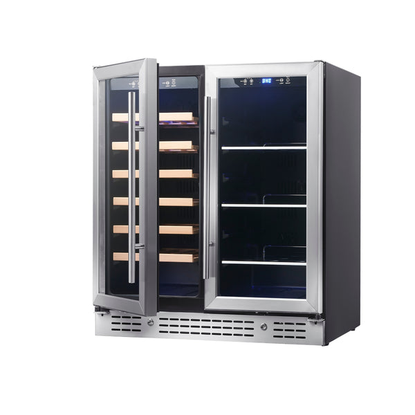 750mm-Wide Under Bench Wine & Beverage Fridge Combo