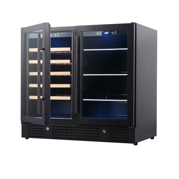 900mm-Wide Under Bench Wine & Beverage Fridge Combo