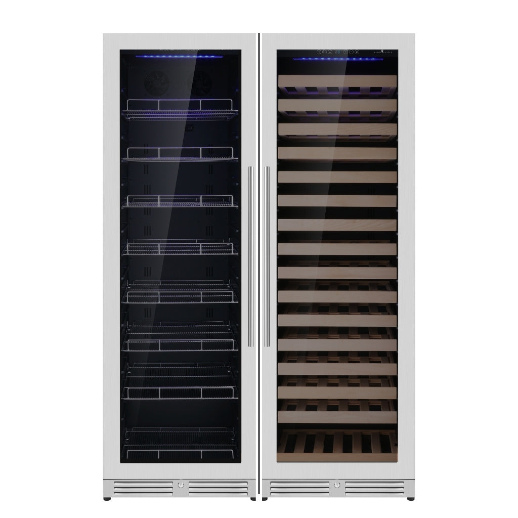 1800mm Height Tall Wine & Beverage Fridge Combo With LowE Glass