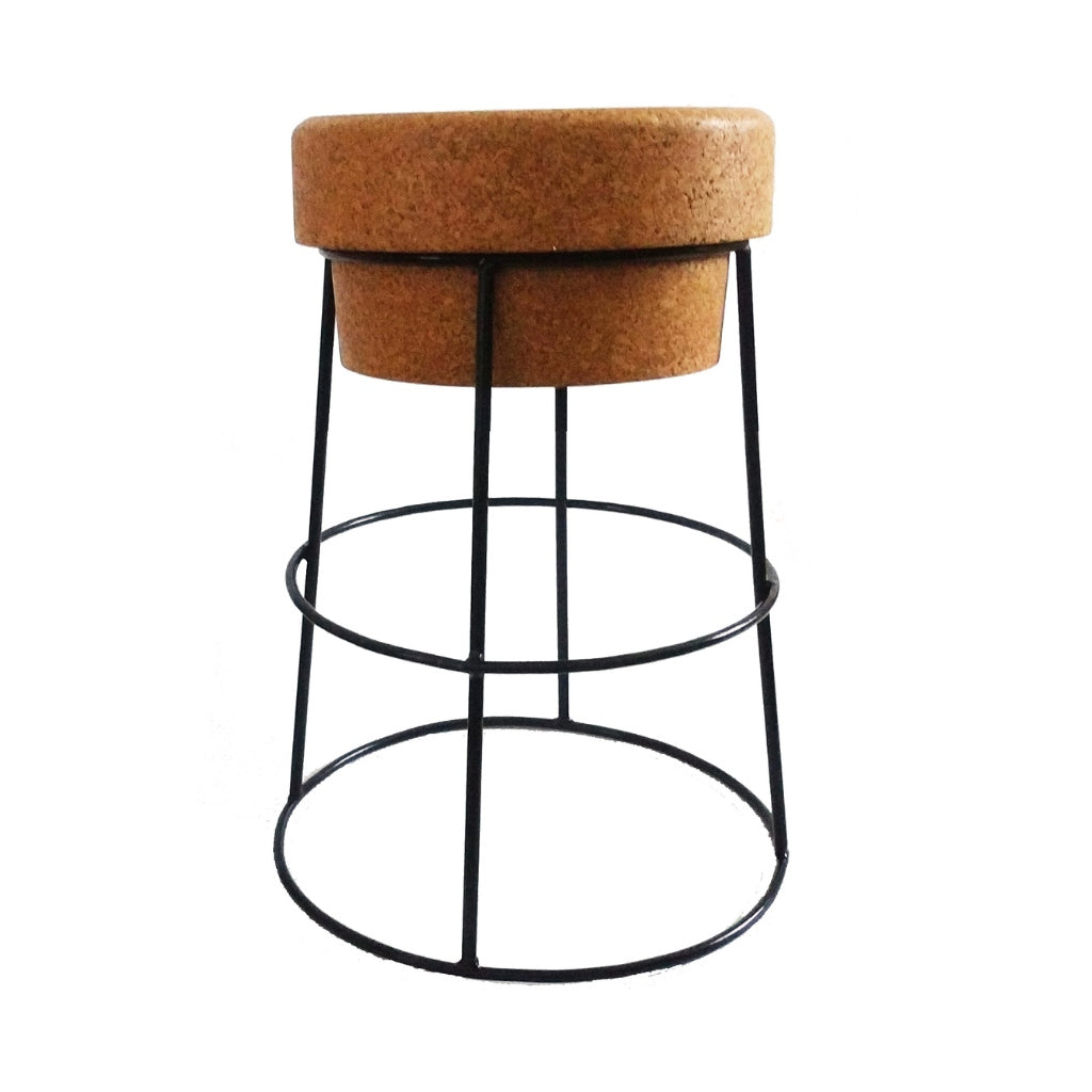 Gloss Black Cork Cage Stool: Versatile Seating for Modern Spaces