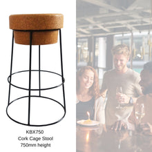 Load image into Gallery viewer, Gloss Black Cork Cage Stool: Versatile Seating for Modern Spaces
