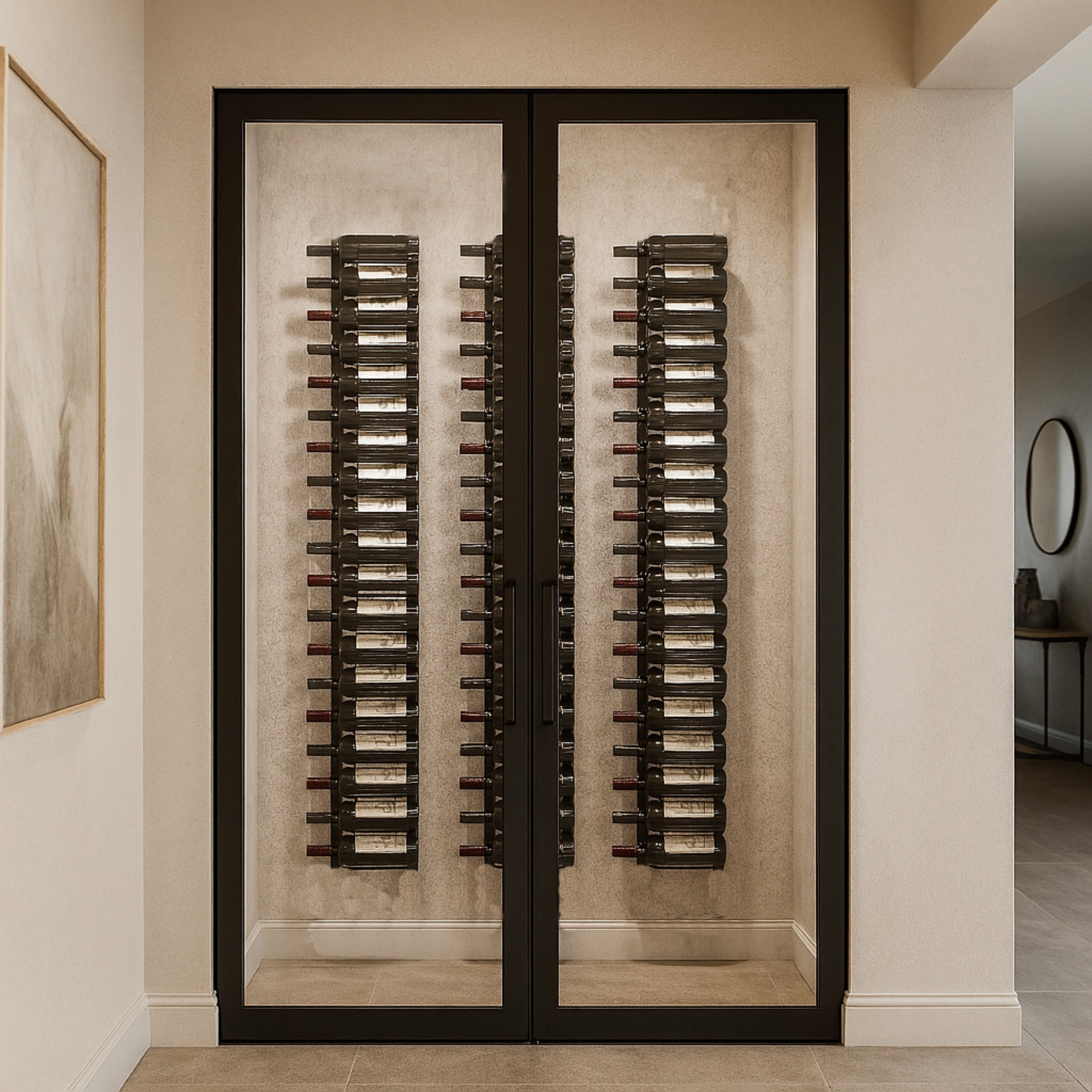 Offset Peg Metal Rail Wall-Mounted Wine Rack