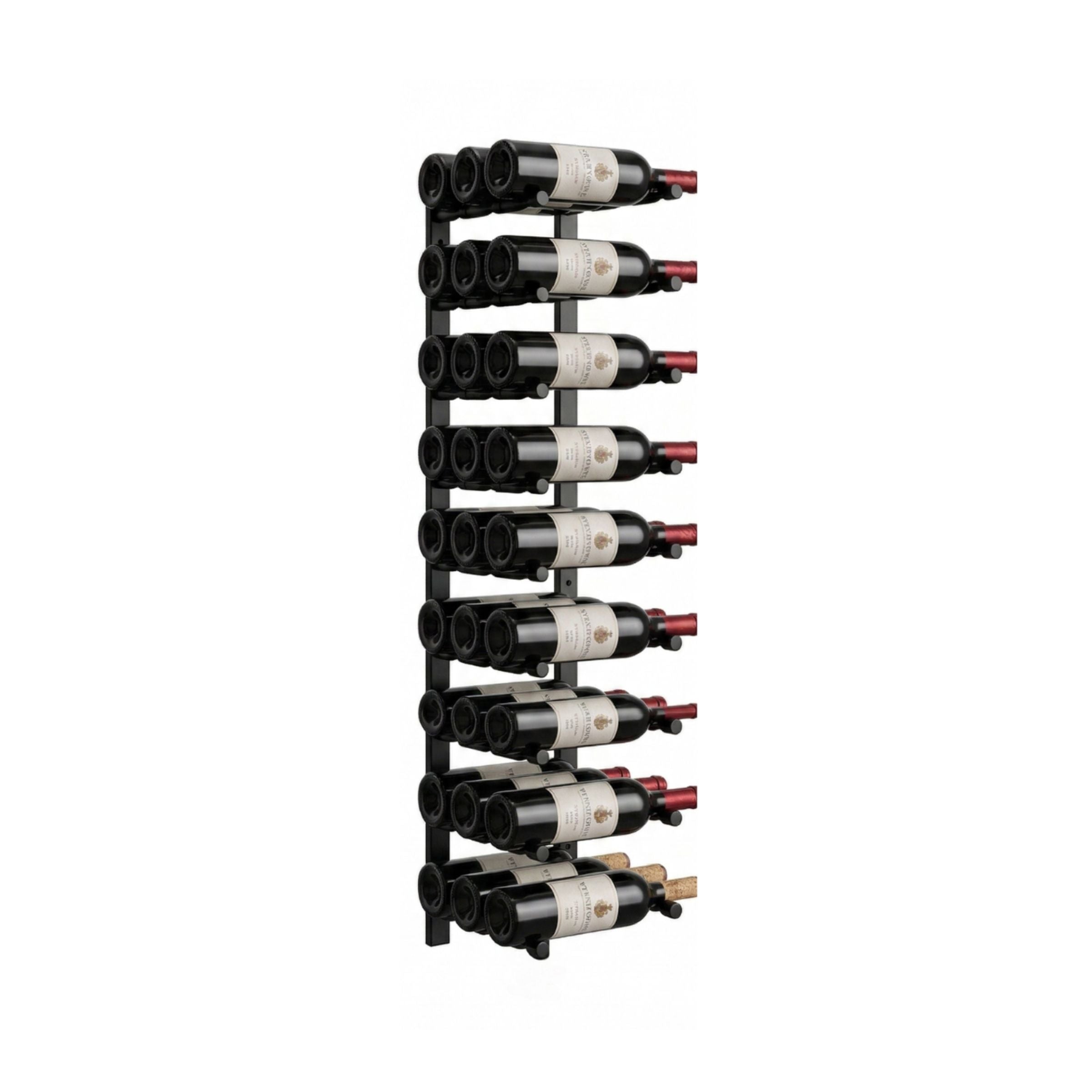 Offset Peg Metal Rail Wall-Mounted Wine Rack