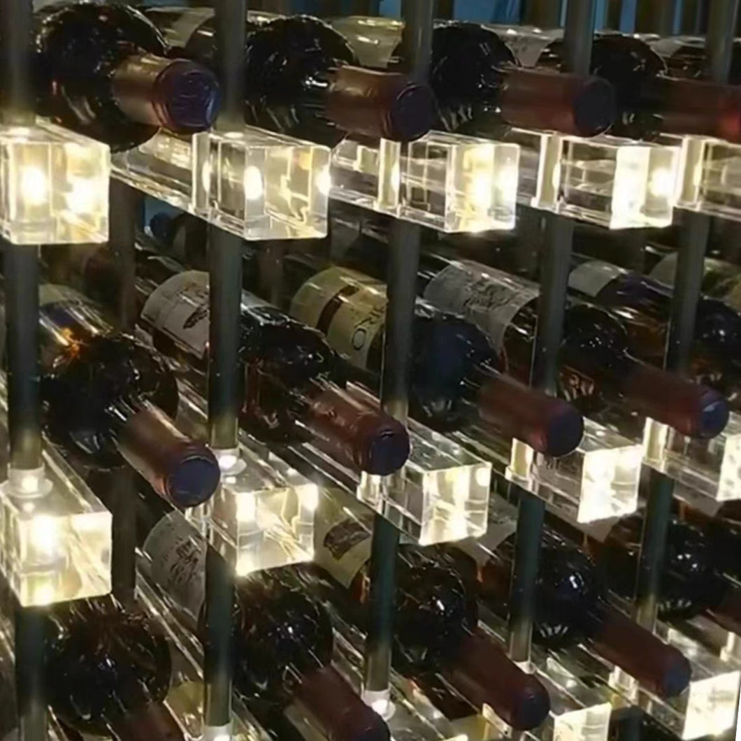 Elegant Acrylic and Metal Wine Racks with LED Lighting