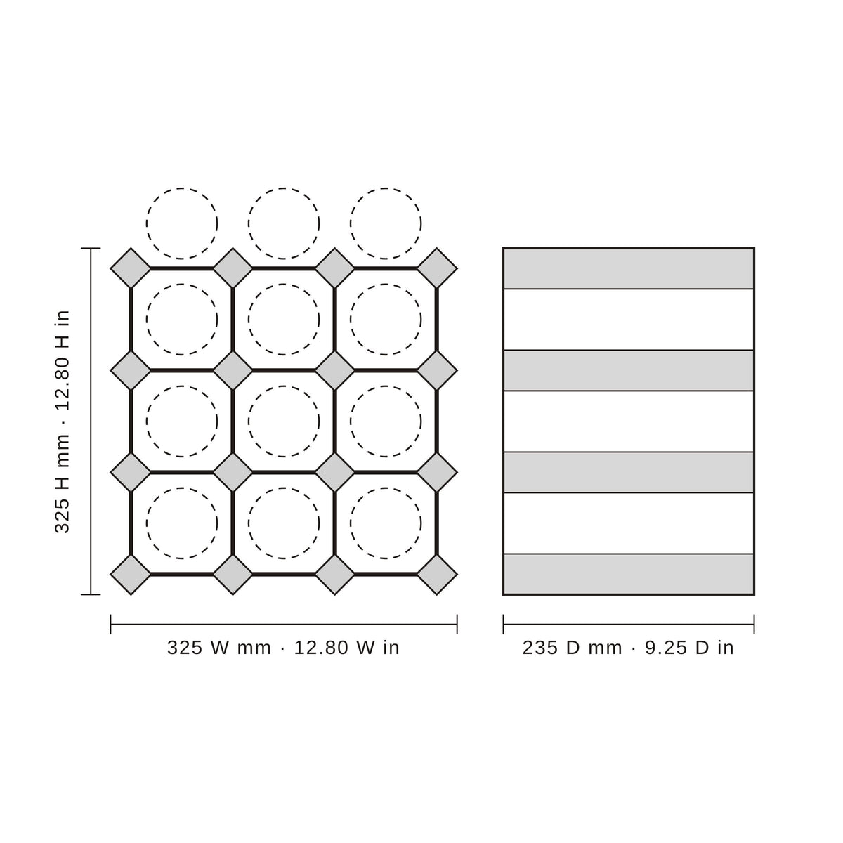12 Bottle Timber Wine Rack | 3x3 Configuration