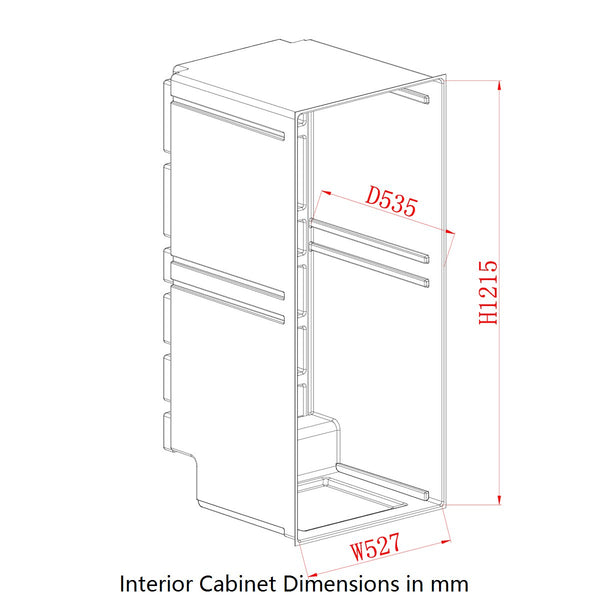 Interior Cabinet Dimensions in mm