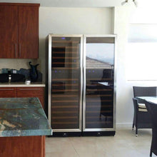 Load image into Gallery viewer, 164 bottle dual zone upright wine fridge with glass door kingsbottle Sydney wine fridge refrigerators kb405dss lifestyle
