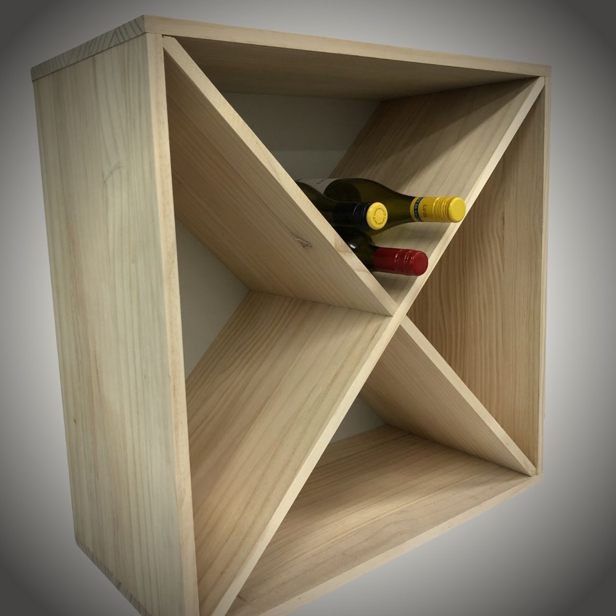 24 Bottle Wine Cubes Natural Finish