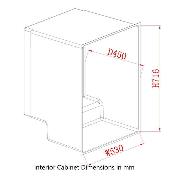 Interior Cabinet Dimensions in mm